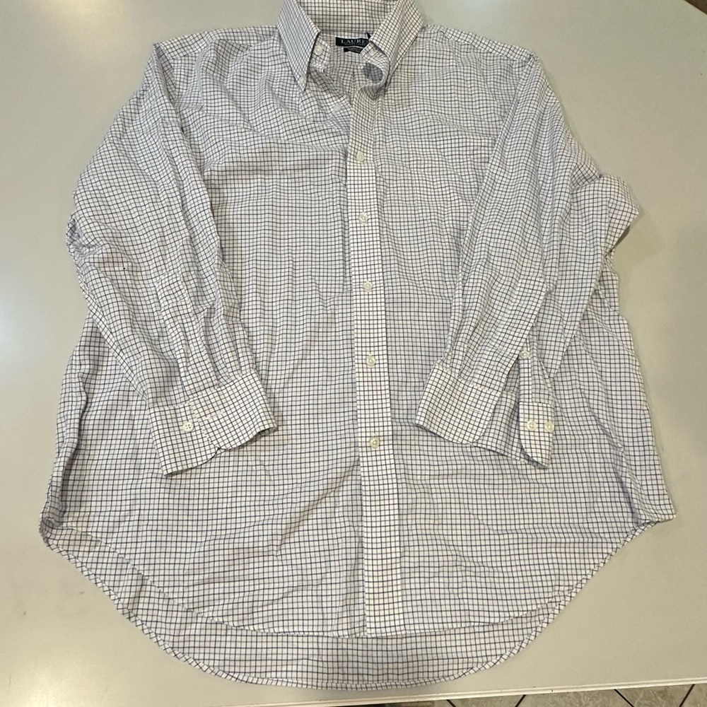 Lauren Ralph Lauren Men's Blue Checkered Shirt 17.5 32-33